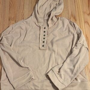 Long sleeve Button Down Hooded Sweatshirt
